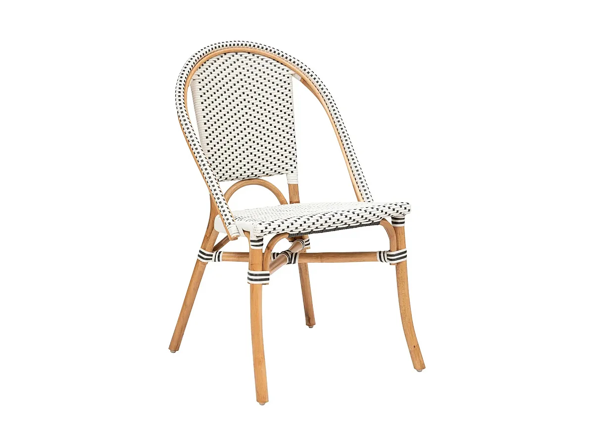 Chaise en bois de rotin coloris Blanc - longueur 48  x Profondeur 56 x Hauteur 84  cm
