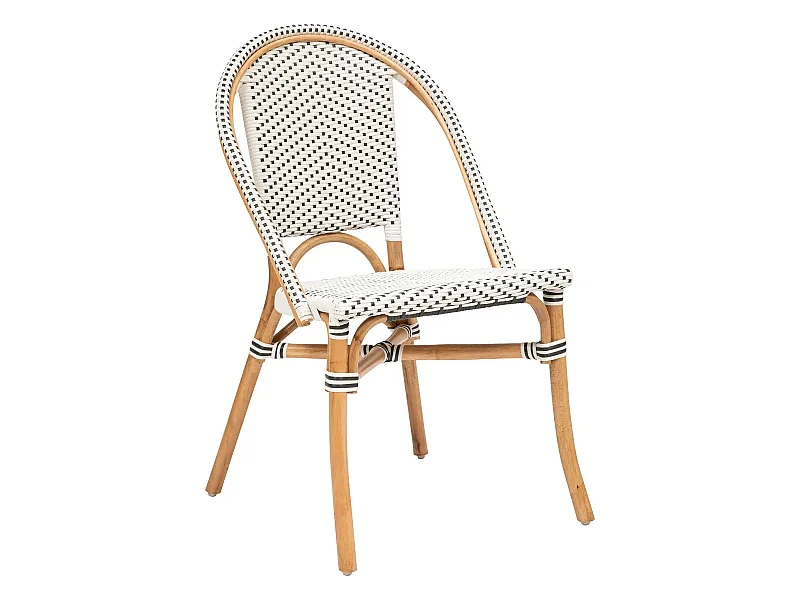 Chaise en bois de rotin coloris Blanc - longueur 48  x Profondeur 56 x Hauteur 84  cm