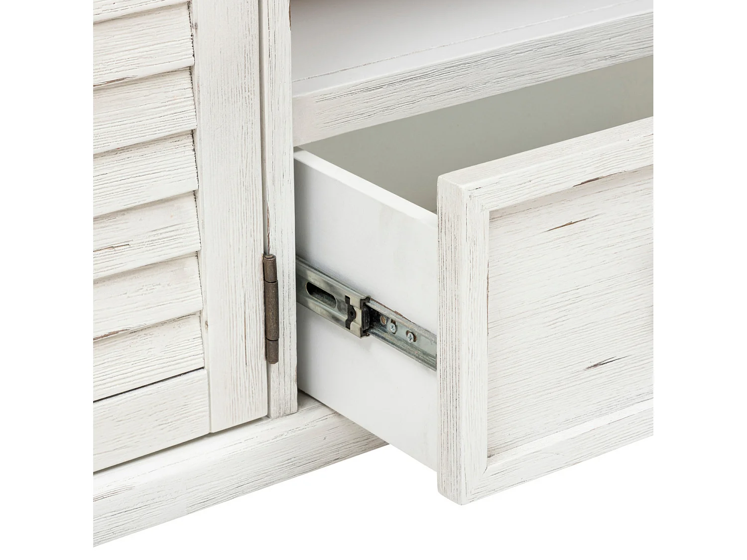 Meuble TV  en bois d'acacia et MDF coloris blanc  - L. 140  x P. 40 x H. 50 cm