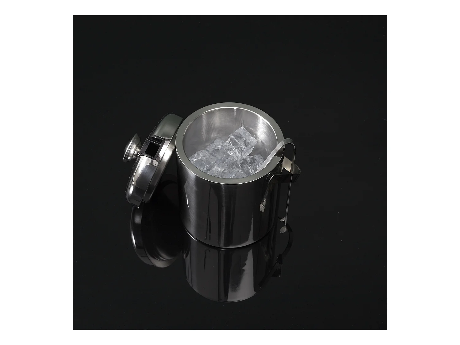 Seau A Glace Metal Couvercle Et Pince 1.3l Argent