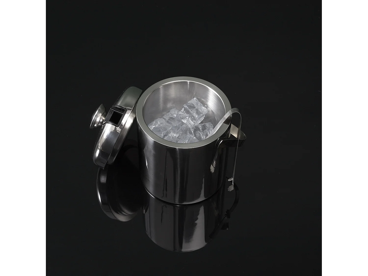 Seau A Glace Metal Couvercle Et Pince 1.3l Argent