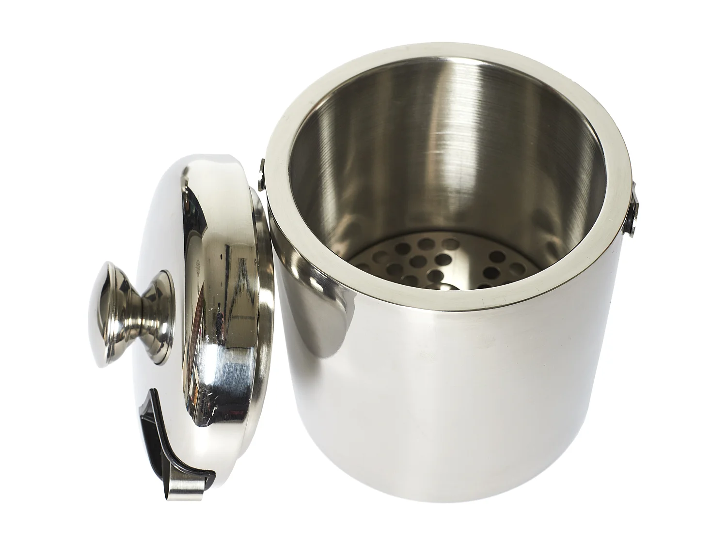 Seau A Glace Metal Couvercle Et Pince 1.3l Argent