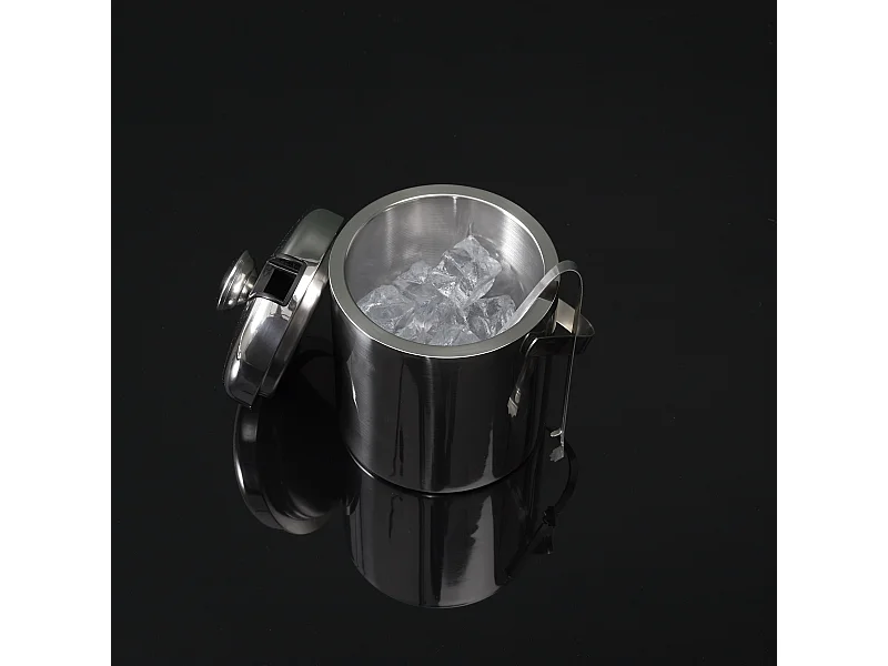 Seau A Glace Metal Couvercle Et Pince 1.3l Argent
