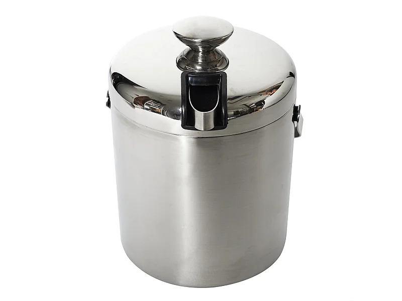 Seau A Glace Metal Couvercle Et Pince 1.3l Argent