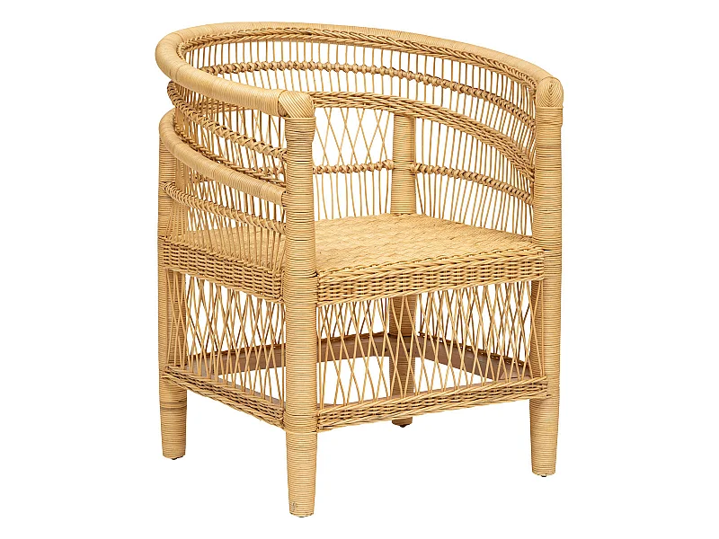 Fauteuil en bois de rotin coloris naturel - longueur 65 x Profondeur 72 x Hauteur 82 cm