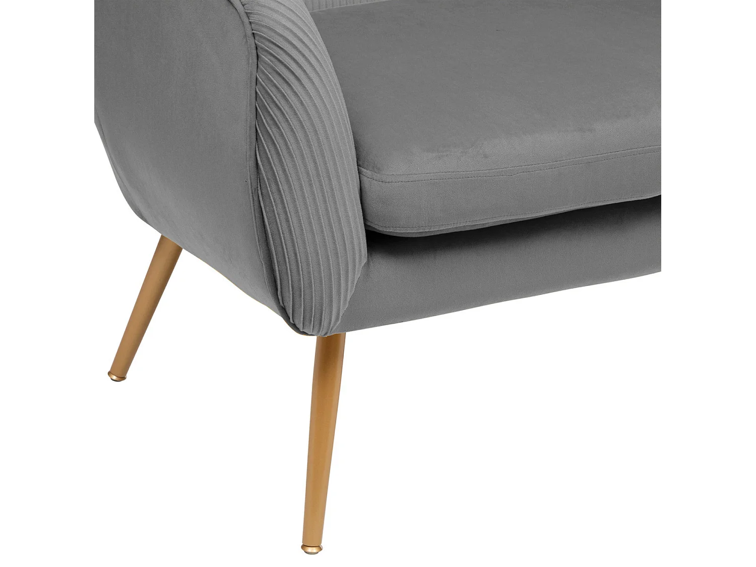 Banquette d'assise avec 2 places en velours coloris gris - L. 124  x P. 74  x H. 76  cm