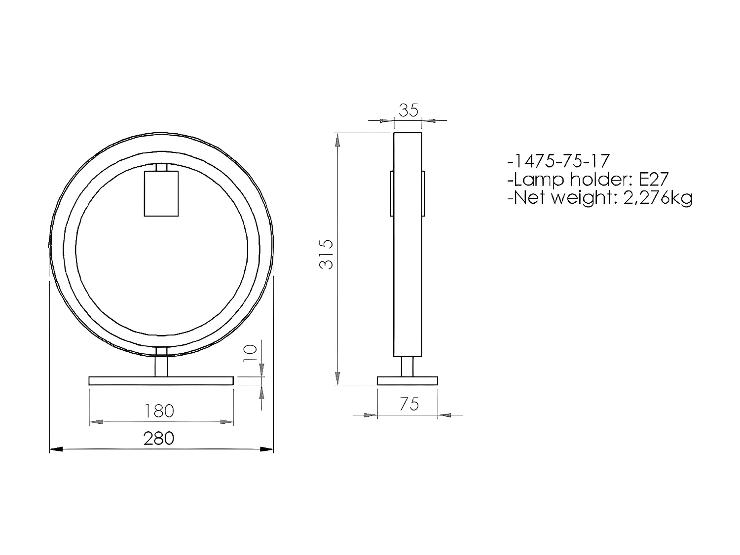 Lamp à Poser Treviso, Or, 75x28x31,5 cm, EPIKASA