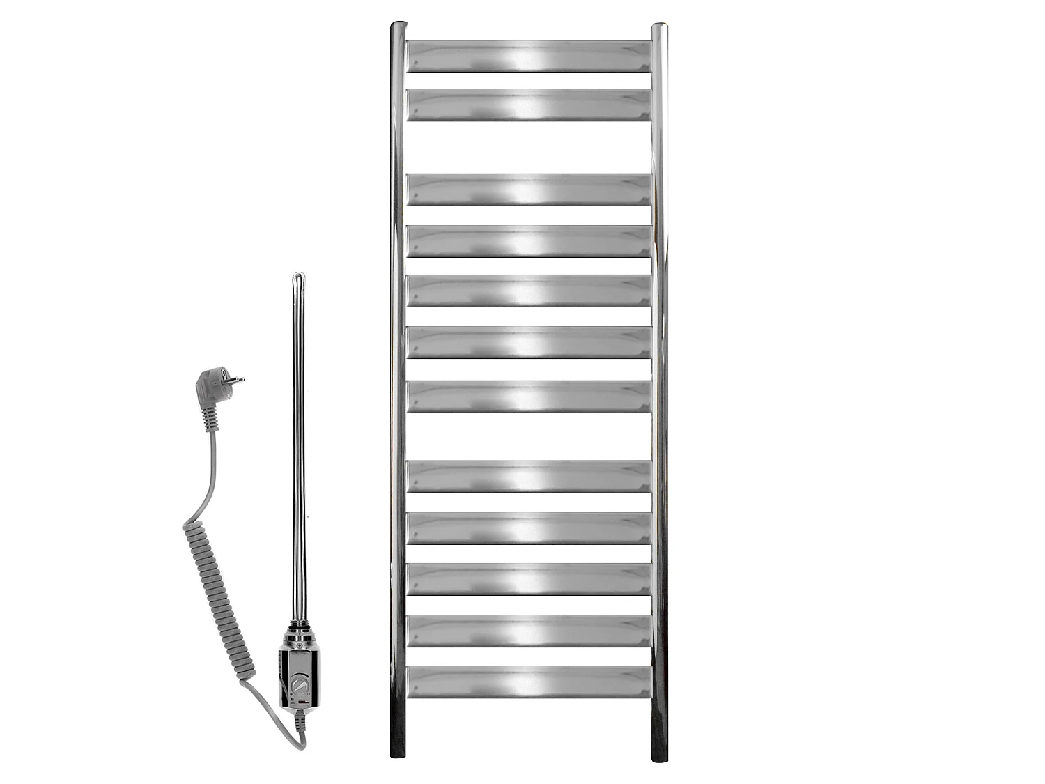 Radiatore a pannello piatto termoarredo bagno cromo 500x950 mm + resistenza 300W