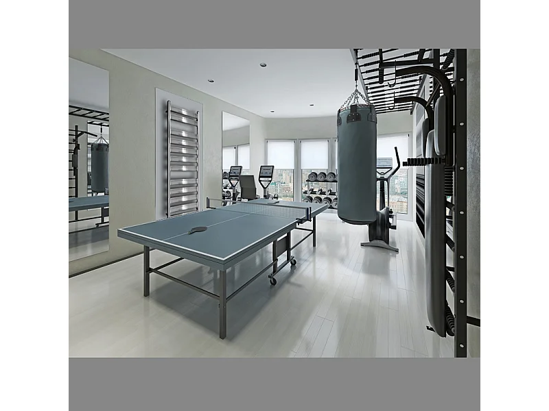 Radiatore a pannello piatto termoarredo bagno cromo 500x950 mm + resistenza 300W