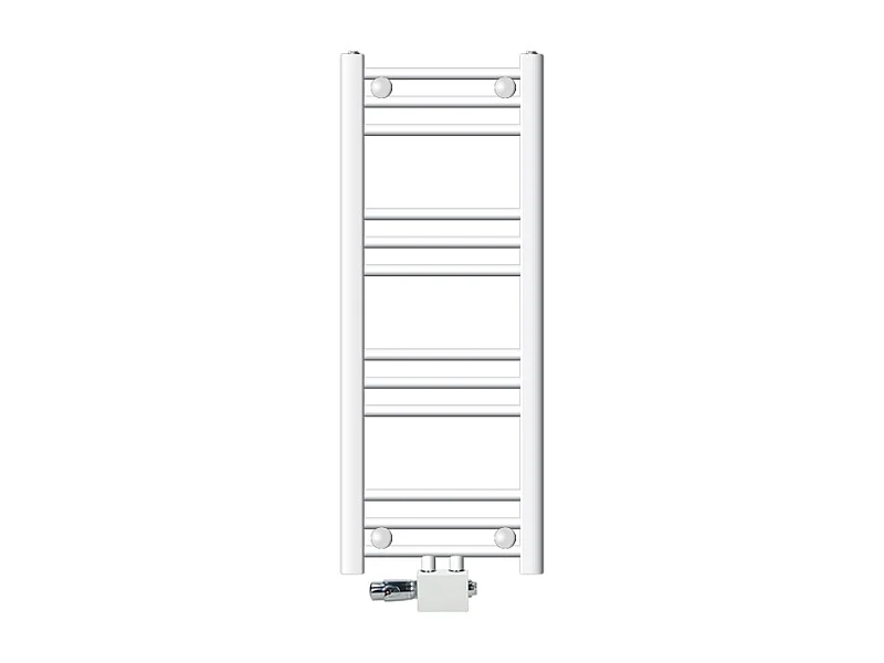 Radiador Sahara 300 x 800 mm, Blanco con Conexión Central Universal, Termostato