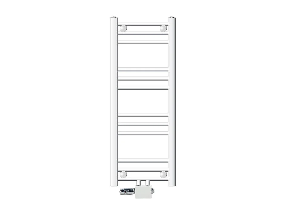 Radiador Sahara 300 x 800 mm, Blanco con Conexión Central Universal, Termostato