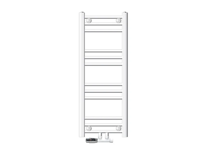 Radiateur Sahara 300 x 800 mm, Blanc avec Raccordement Central Droit, Thermostat Inclus