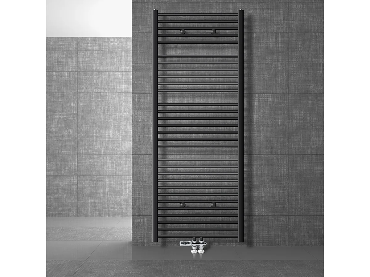 Termoarredo bagno Sahara 750 x 1800 mm antracite dritto + attacco centrale