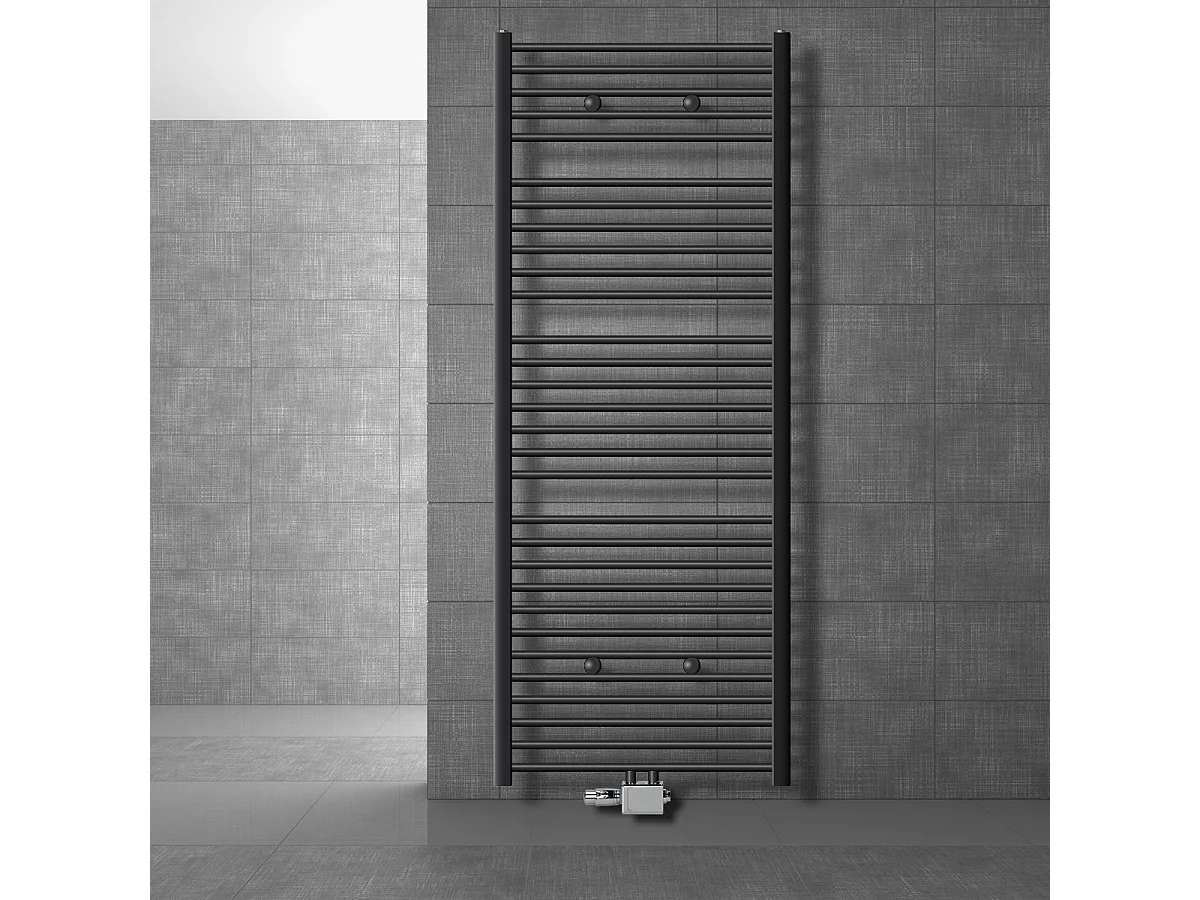 Termoarredo bagno Sahara 750 x 1800 mm antracite dritto + attacco centrale