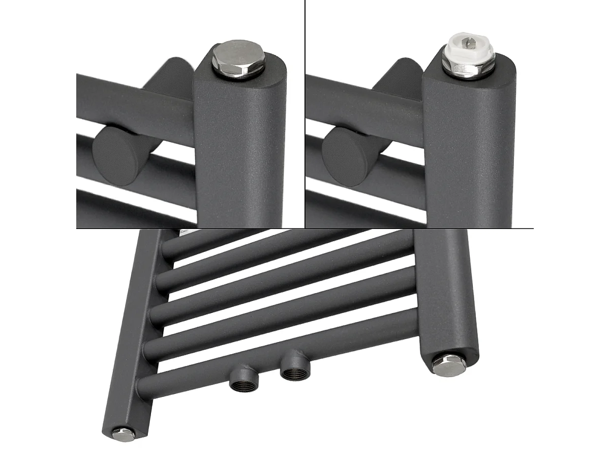 Termoarredo bagno Sahara 750 x 1800 mm antracite dritto + attacco centrale