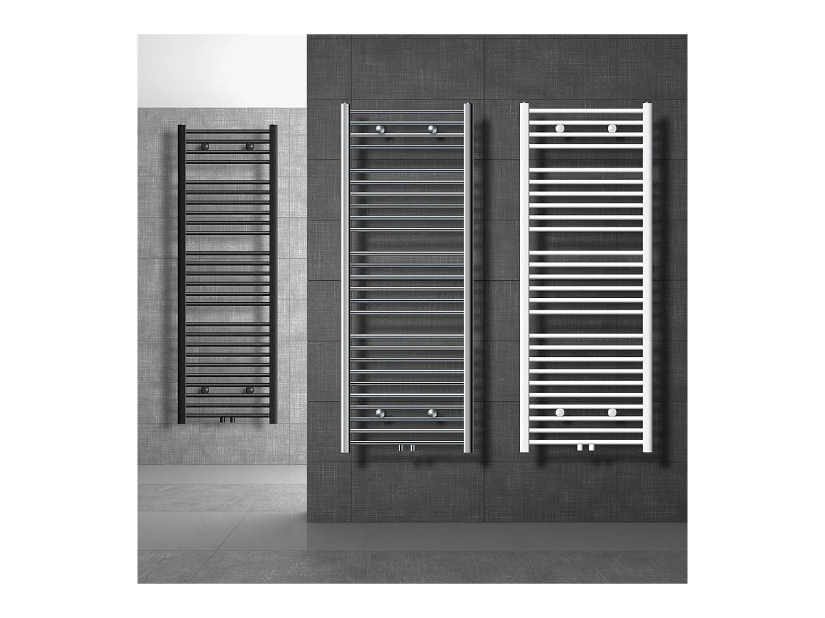 Radiateur de Salle de Bain Non Électrique, 750 x 1800 mm, Anthracite, Connexion Central