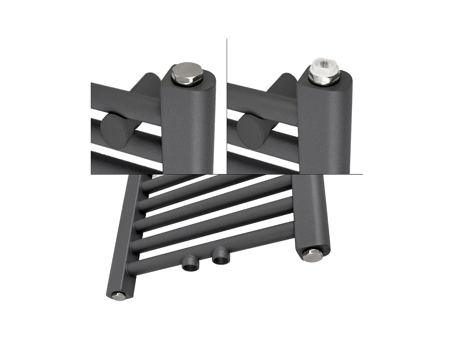 Radiateur de Salle de Bain Non Électrique, 750 x 1800 mm, Anthracite, Connexion Central
