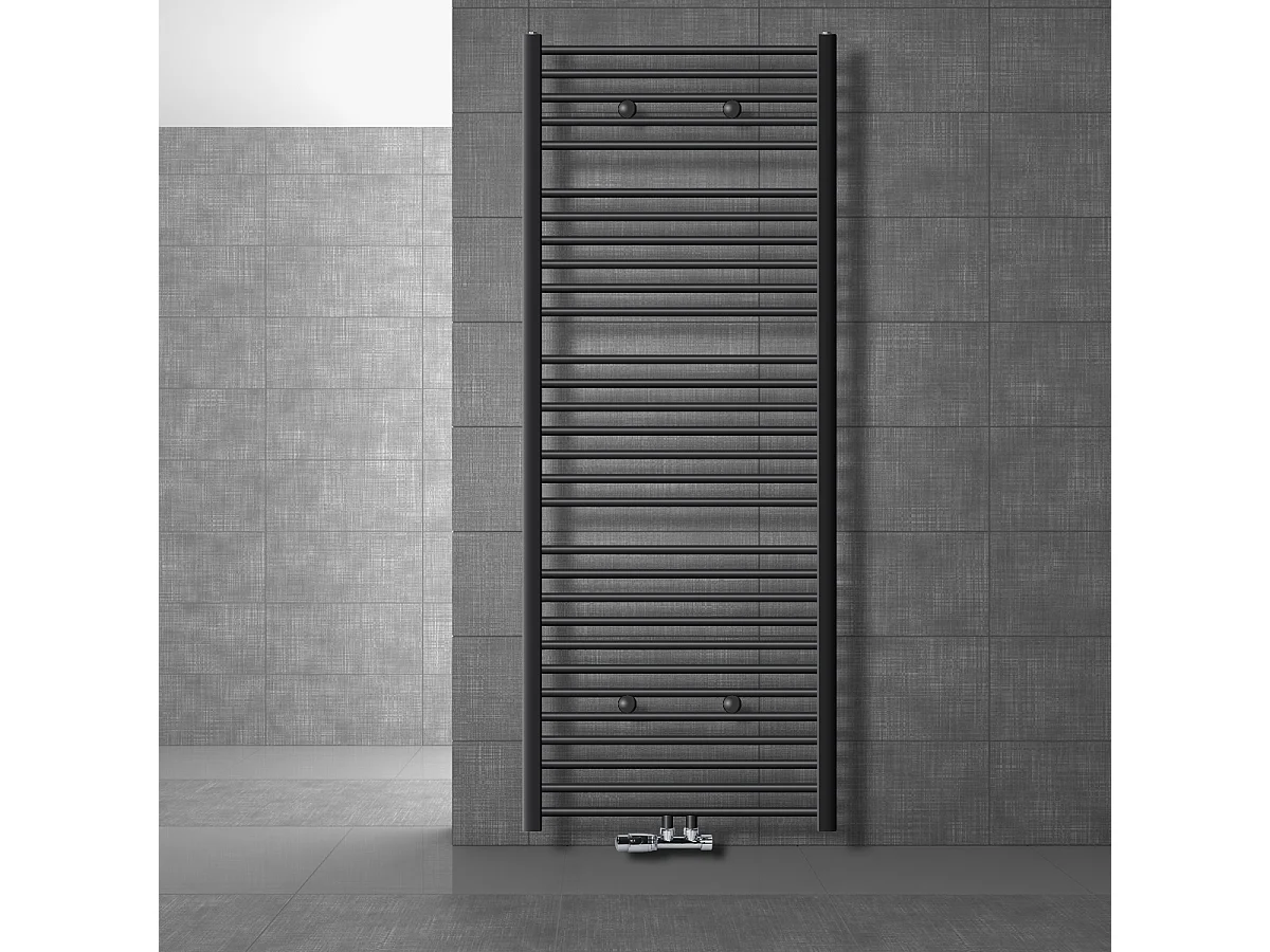 Radiatore da bagno non elettrico, 750 x 1800 mm, antracite, attacco centrale
