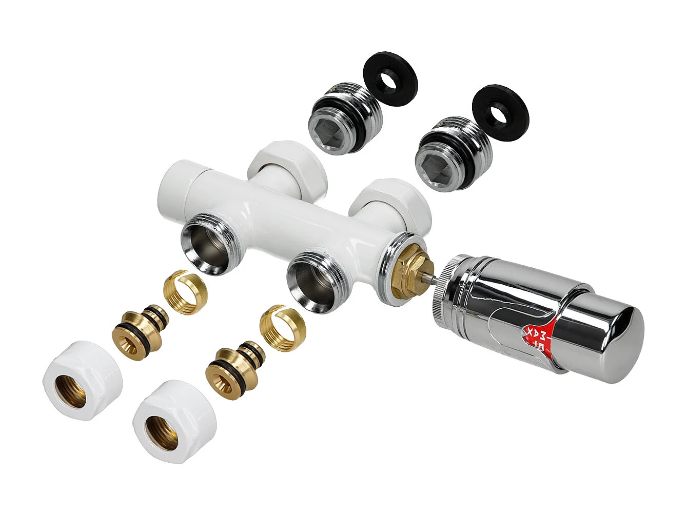 Radiatore Sahara 300 x 800 mm, Bianco con Attacco Centrale Destro, Termostato Incluso