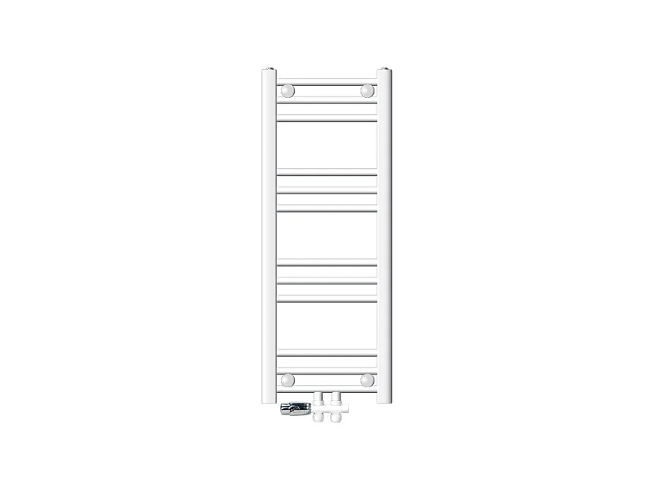 Radiateur Sahara 300 x 800 mm, Blanc avec Raccordement Central Droit, Thermostat Inclus