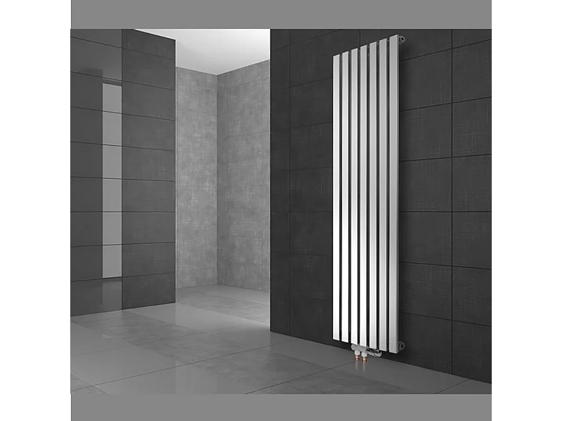 Radiatore da bagno Stella 260x1400 mm bianco con pavimento Raccordo di collegamento