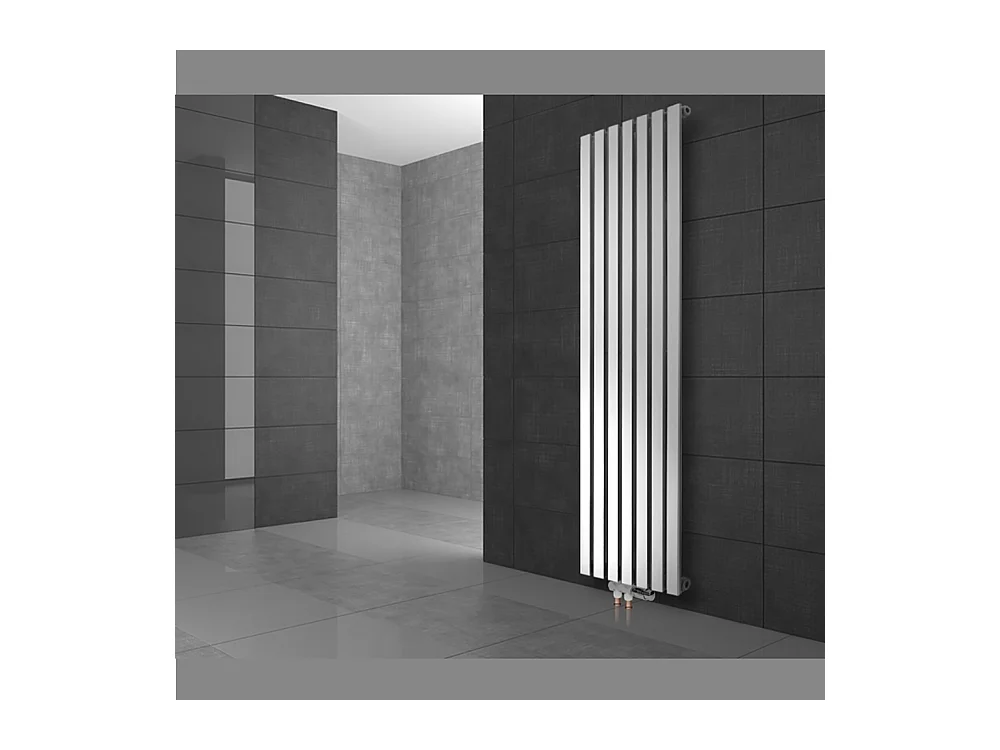 Radiateur de salle de bains Stella 260x1400 mm blanc avec sol Garniture de raccordement