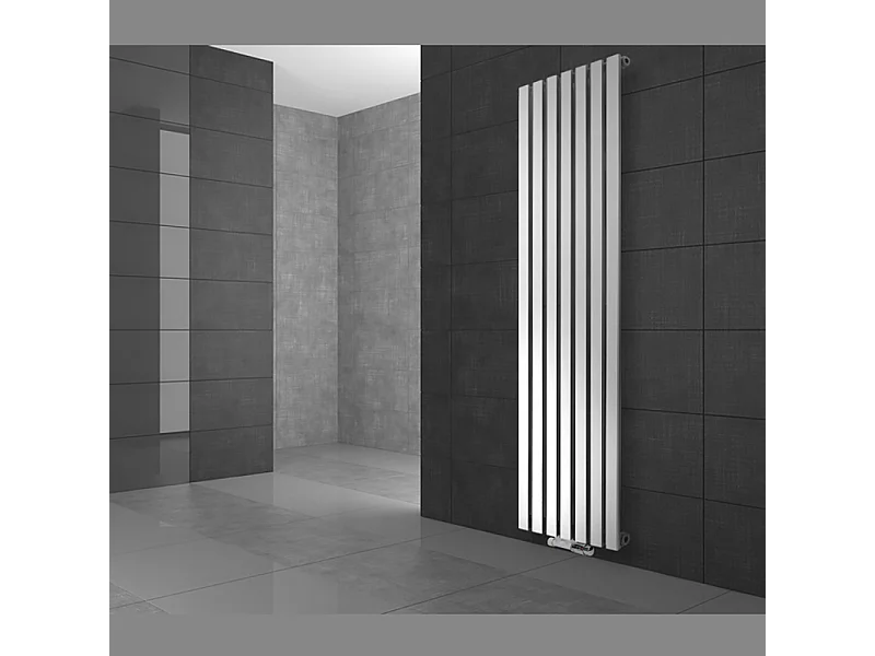 Radiateur de salle de bains Stella 260x1400 mm blanc avec garniture de raccordement mural