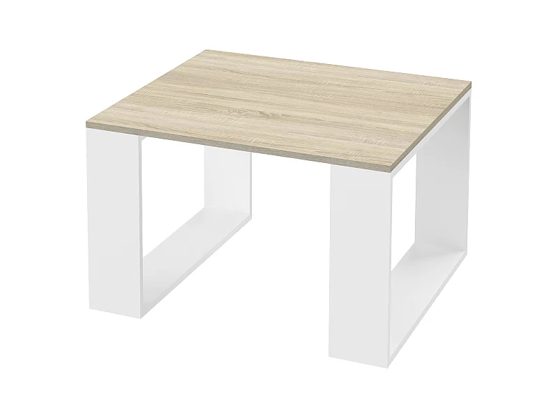 Tavolo da salotto caffè design moderno in MDF rovere e telaio bianco 65x65x40 cm