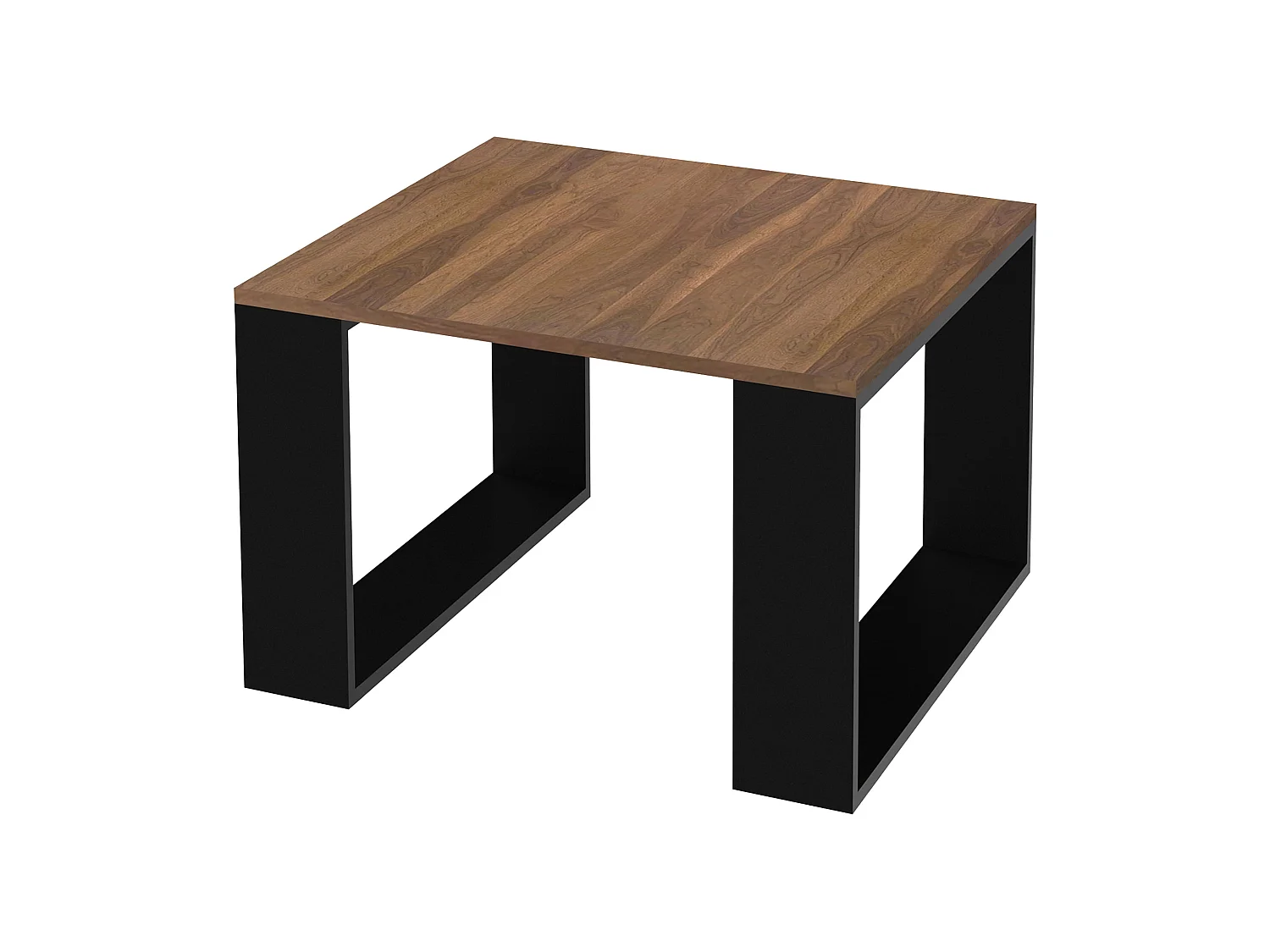 Table basse de salon moderne table d'appoint en MDF noyer et pieds noir 65x40 cm