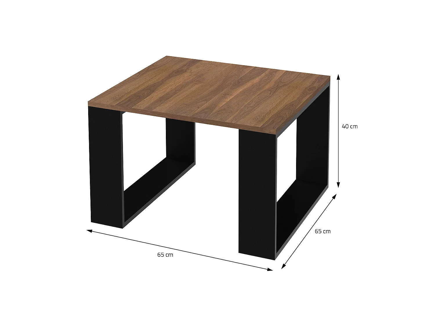 Mesa auxiliar de centro elegante y moderna color negro / madera nogal 65x40 cm