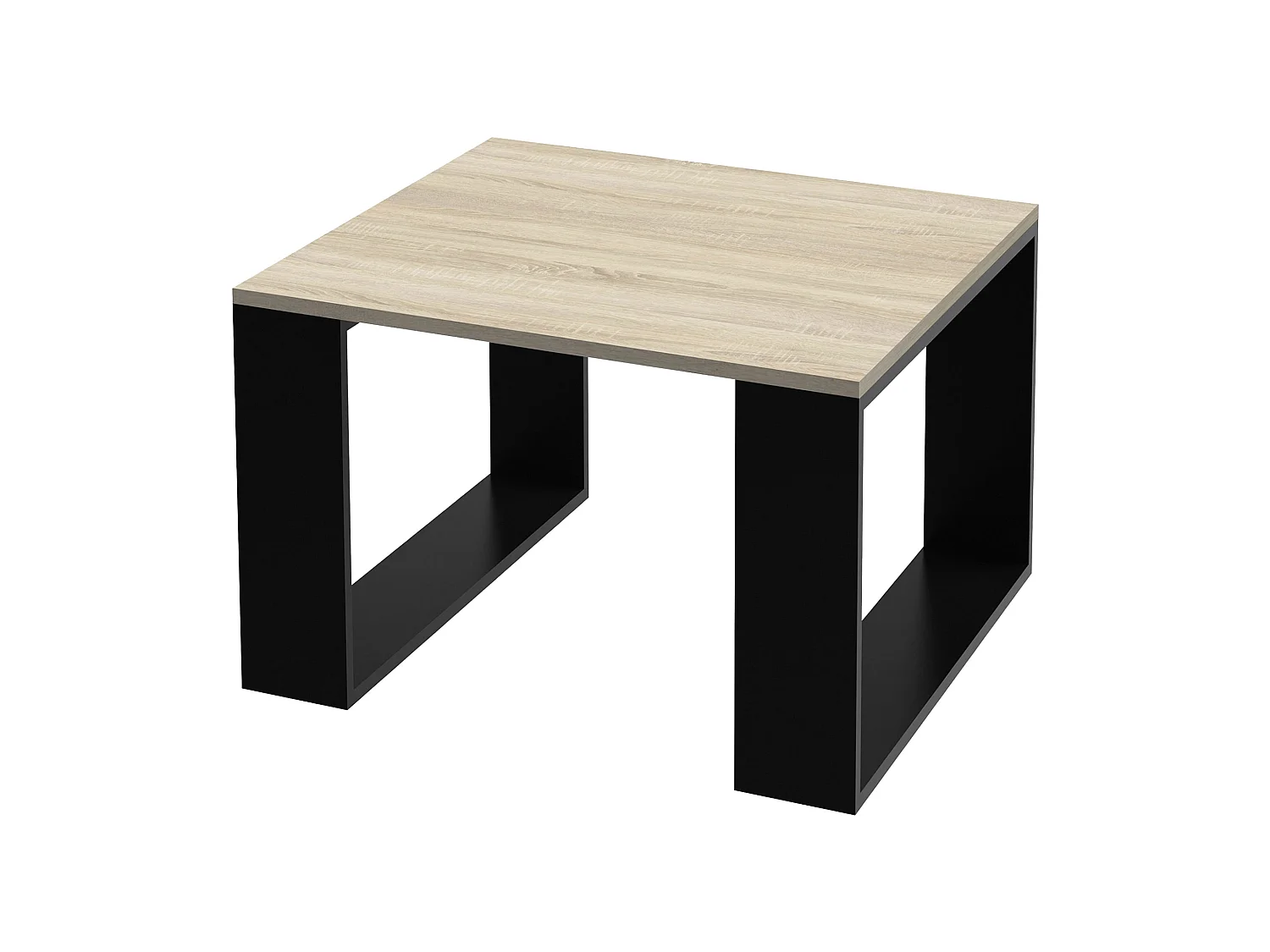 Table basse de salon moderne table d'appoint noir MDF imitation chêne 65x40 cm