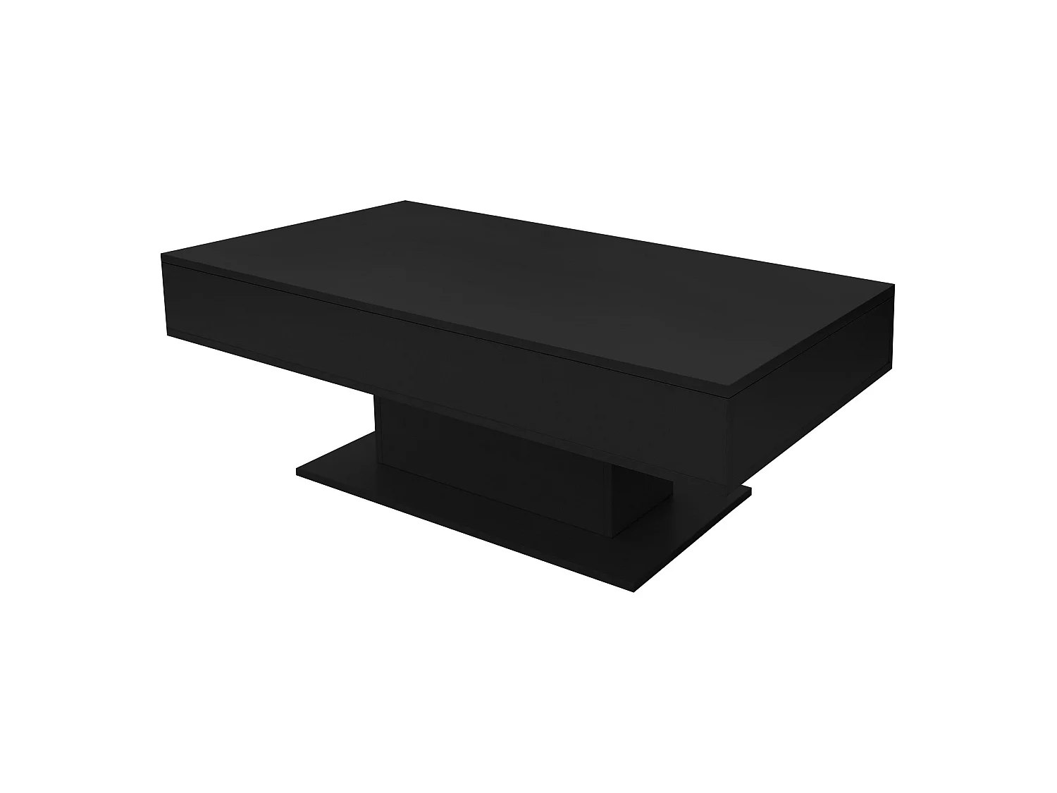 Mesa de centro 110 x 60 cm con almacenamiento negra con tablero extraíble
