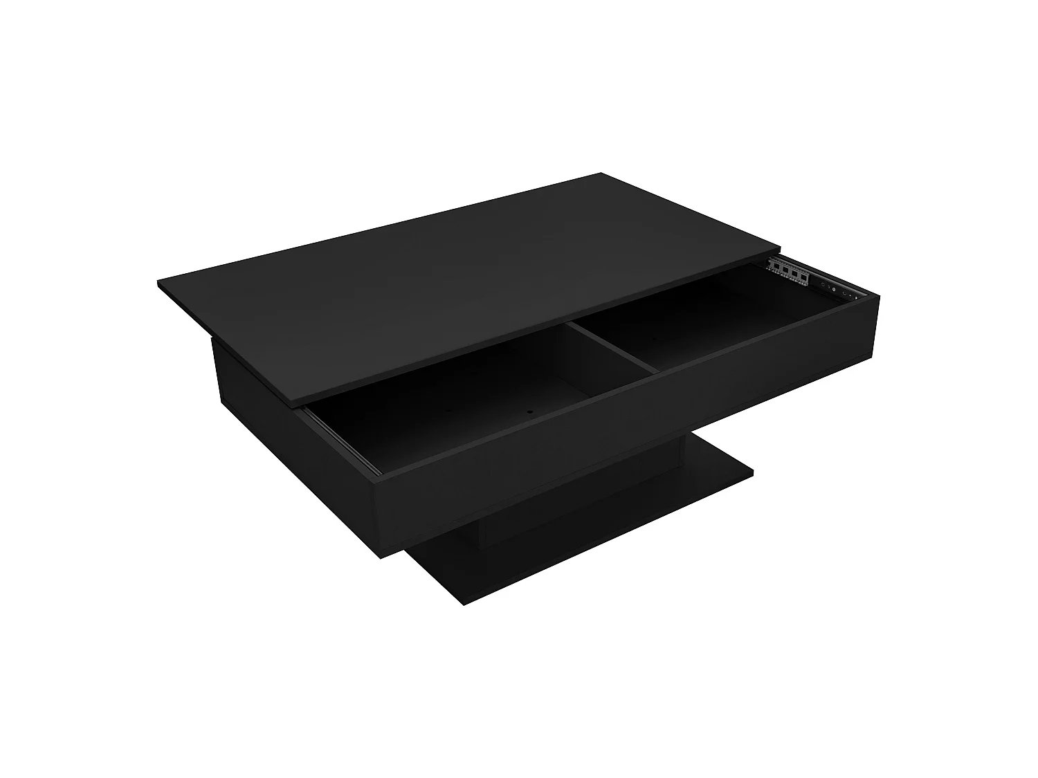 Mesa de centro 110 x 60 cm con almacenamiento negra con tablero extraíble