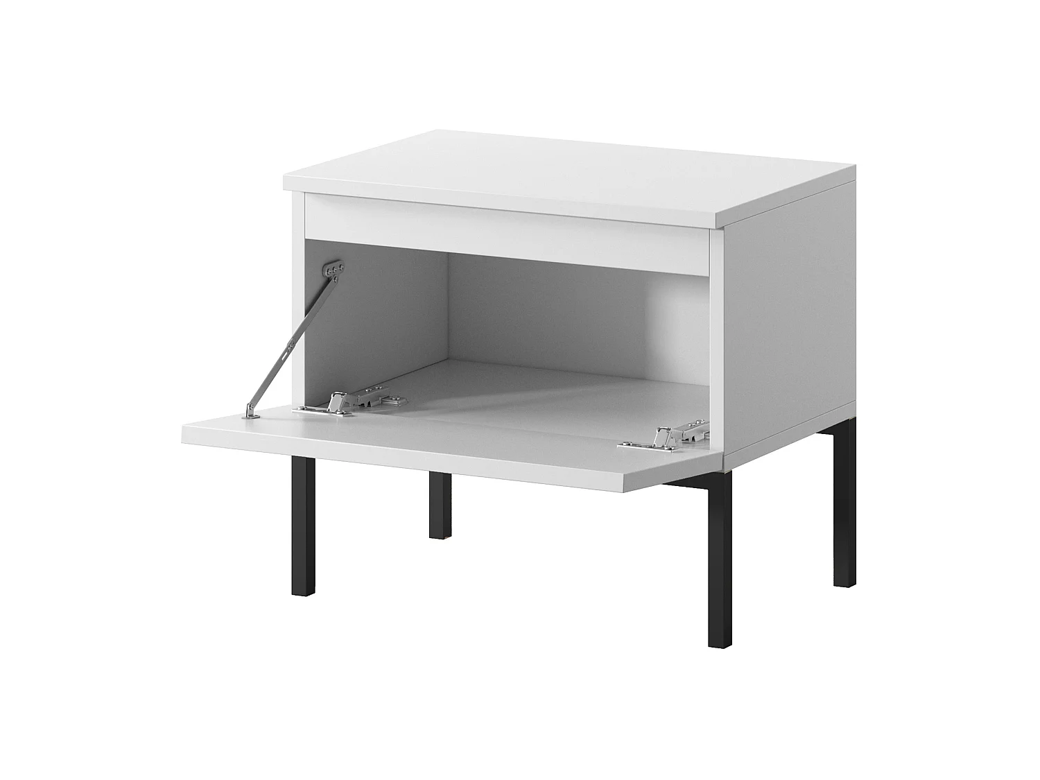 Nachtkastje - wit met zwarte poten - Bemmi