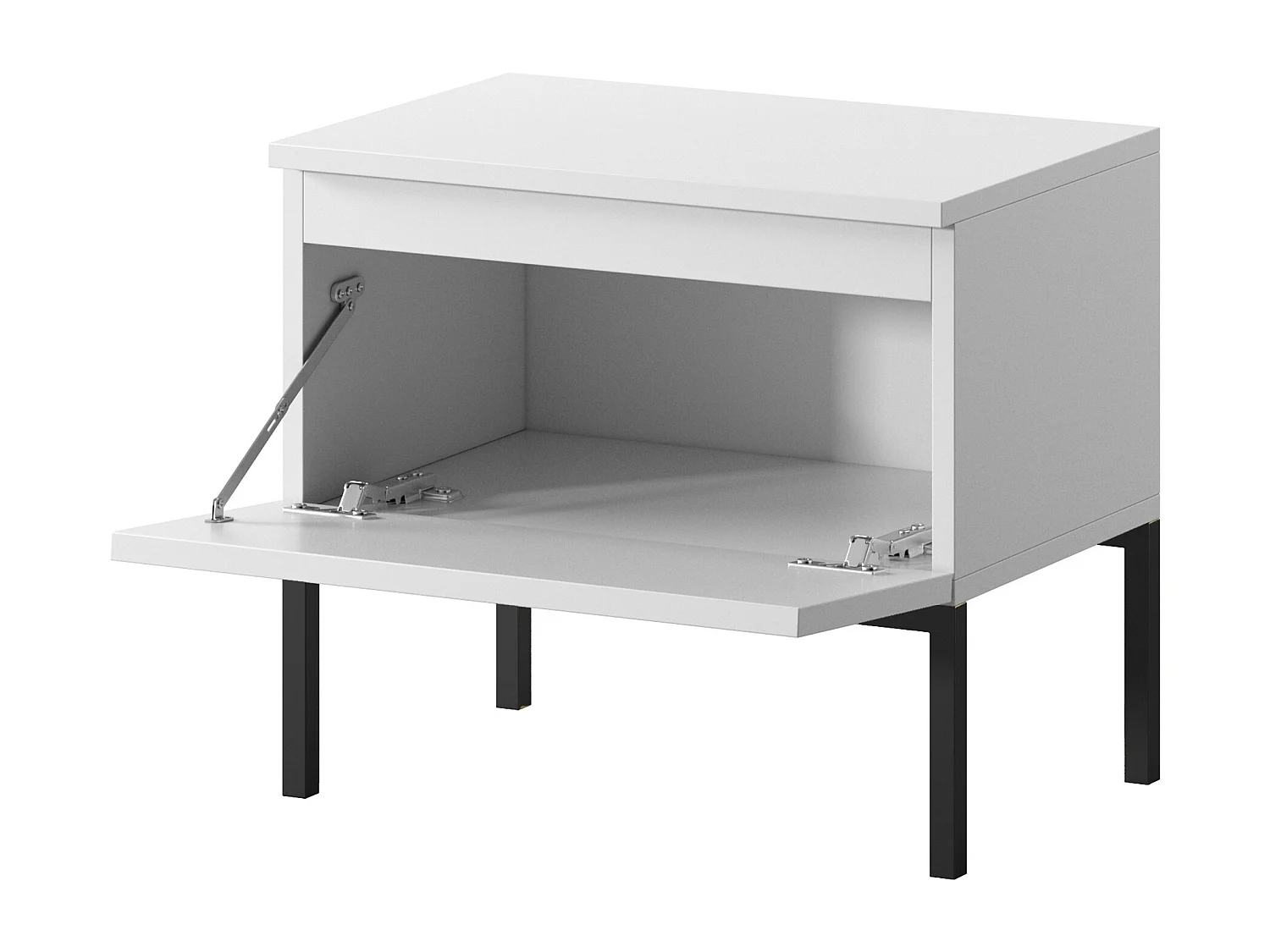 Nachttisch Nachtschrank, Weiß mit schwarzen Beinen - Bemmi