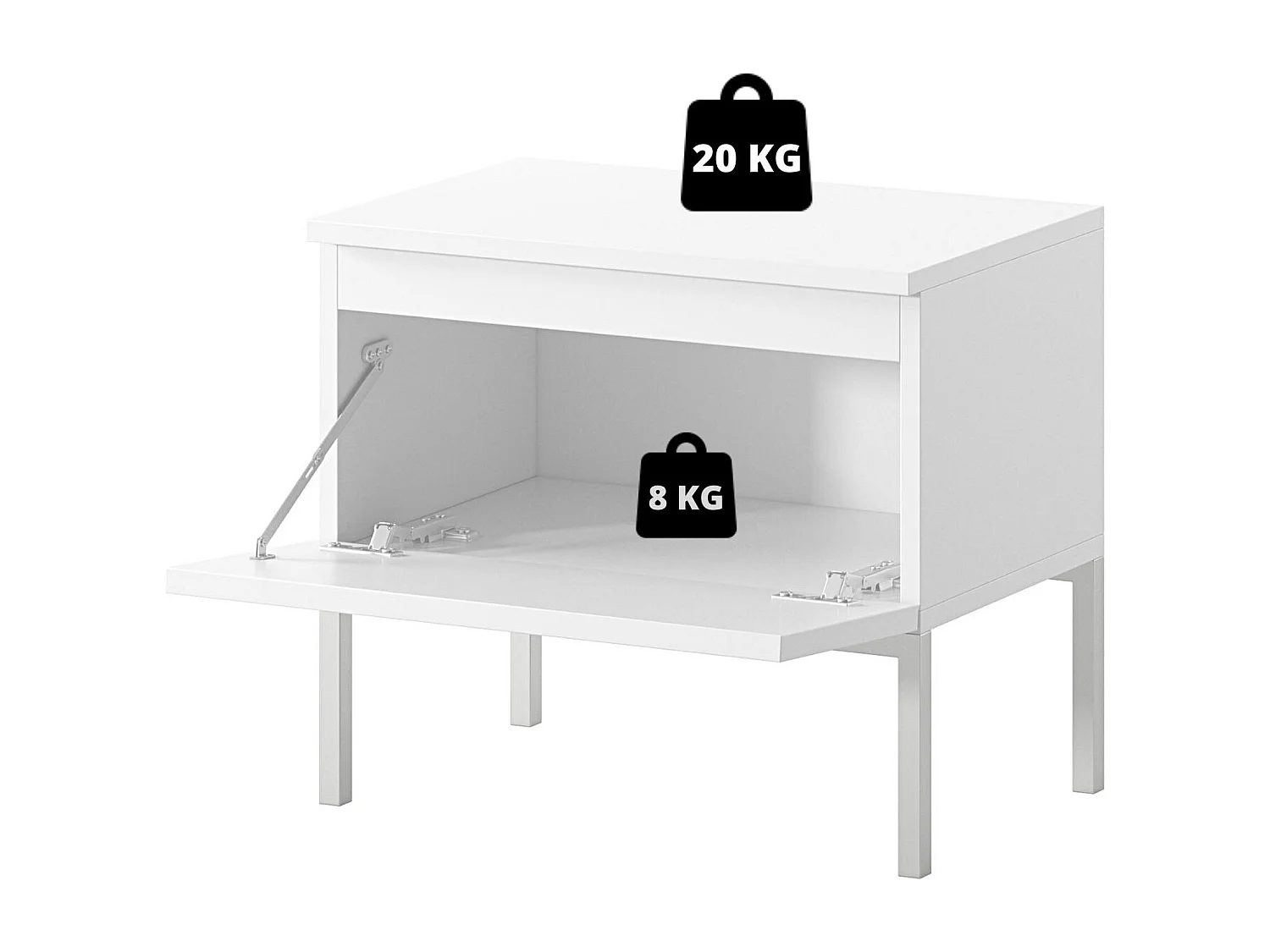Nachtkastje - wit met zwarte poten - Bemmi