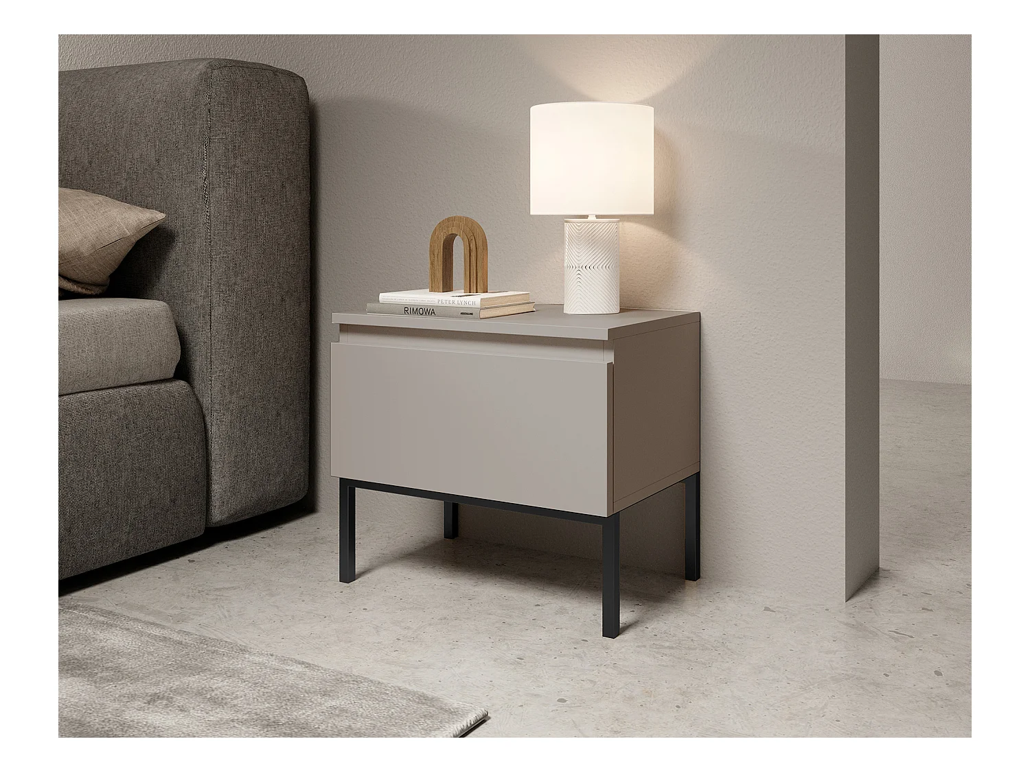 Table de chevet  - taupe (gris-beige) - Bemmi