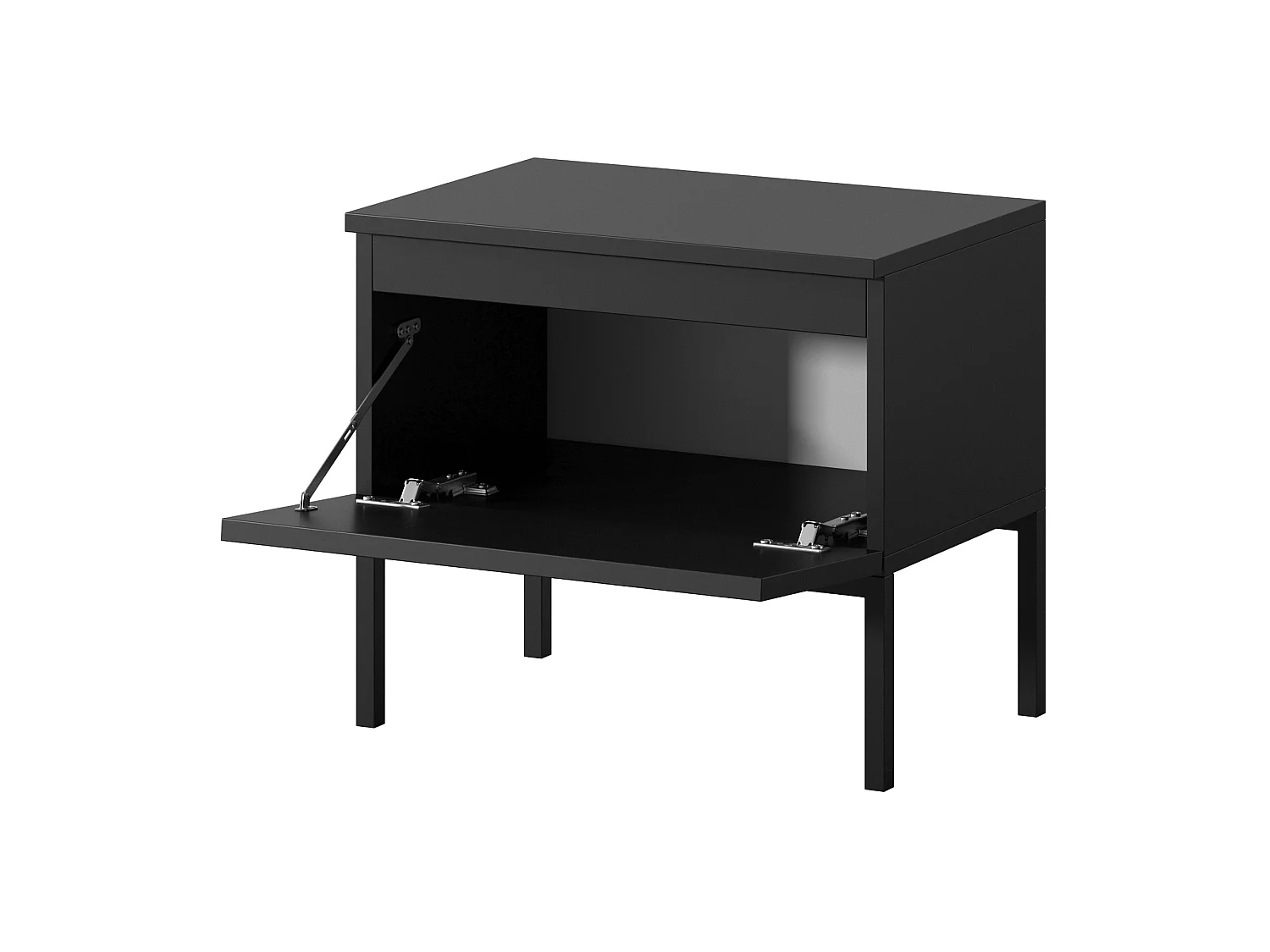 Nachttisch Nachtschrank Schwarz mit Metallbeinen - Bemmi