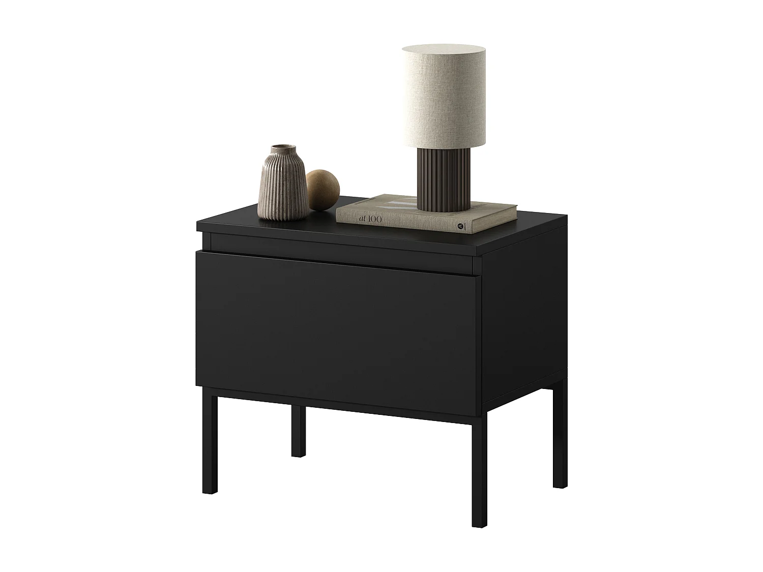 Table de chevet  - noir avec pieds noirs - Bemmi