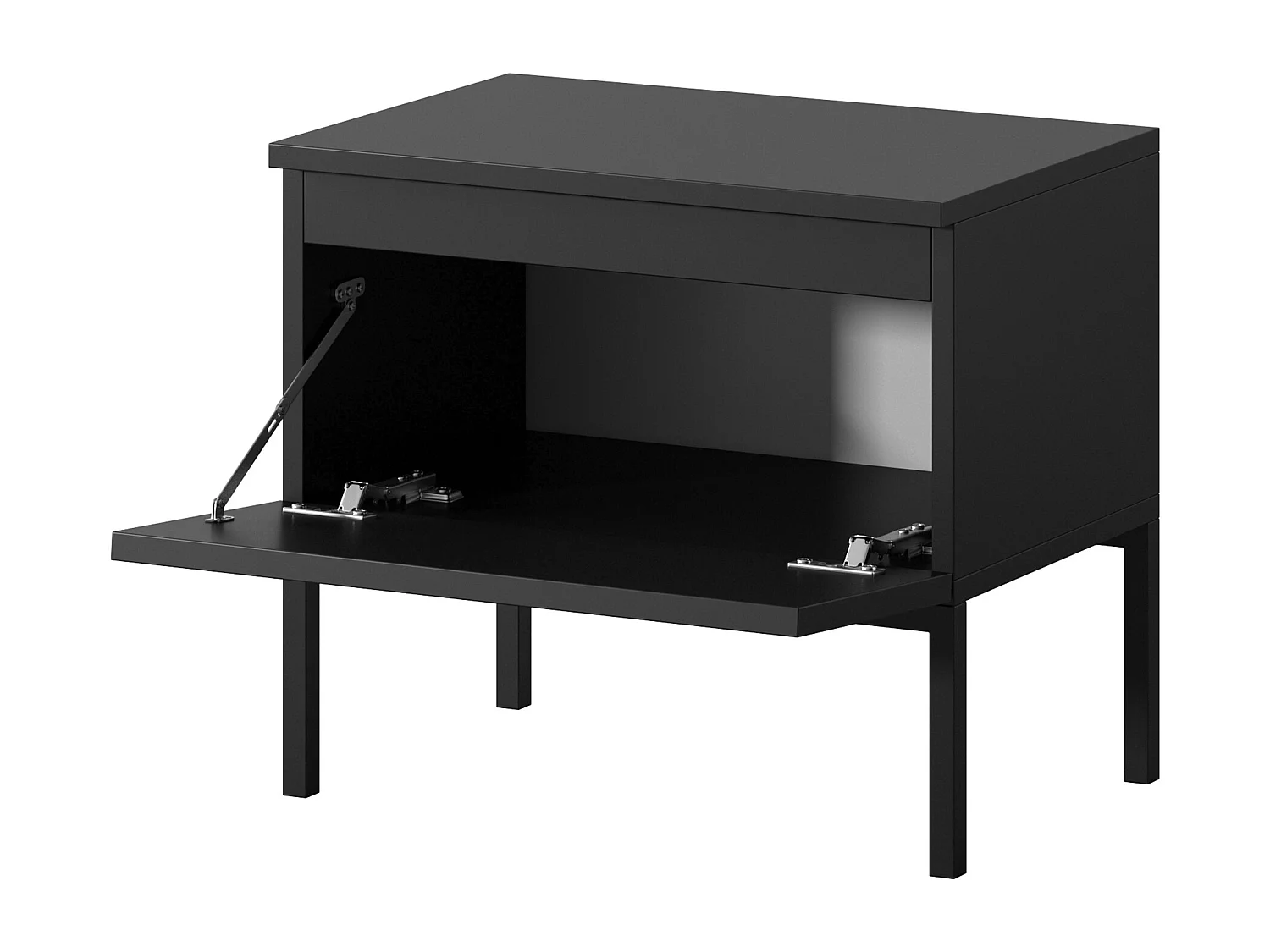 Table de chevet  - noir avec pieds noirs - Bemmi