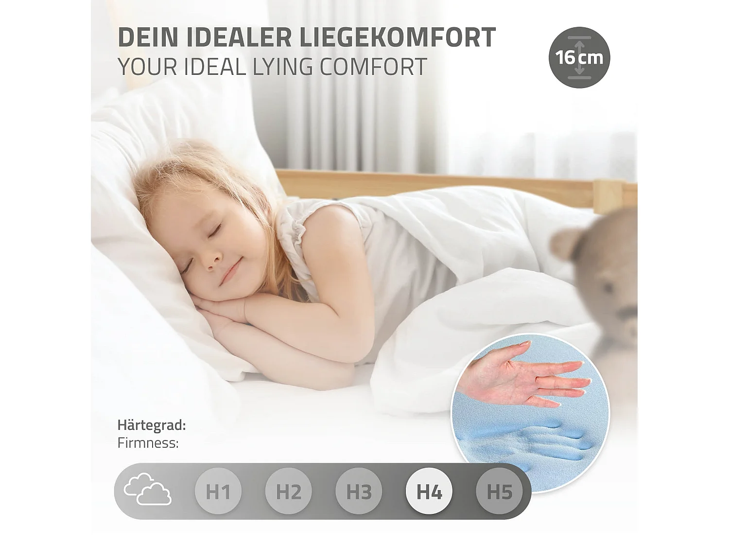 Lit d'enfants Tipi 90x200 cm naturel style indien en bois de pin massif avec matelas H:16 cm housse amovible sommier à lattes protection anti-chute