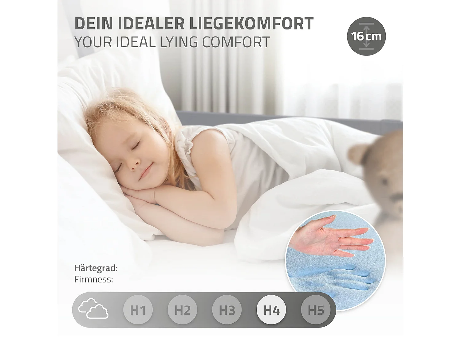 Lit d'enfants Tipi 90x200 cm gris style indien en bois de pin massif avec matelas H:16 cm housse amovible sommier à lattes protection anti-chute