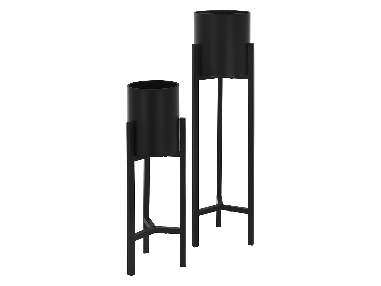 Set 2x Supporti per piante fiori in metallo nero altezze 56/76cm interno/esterno