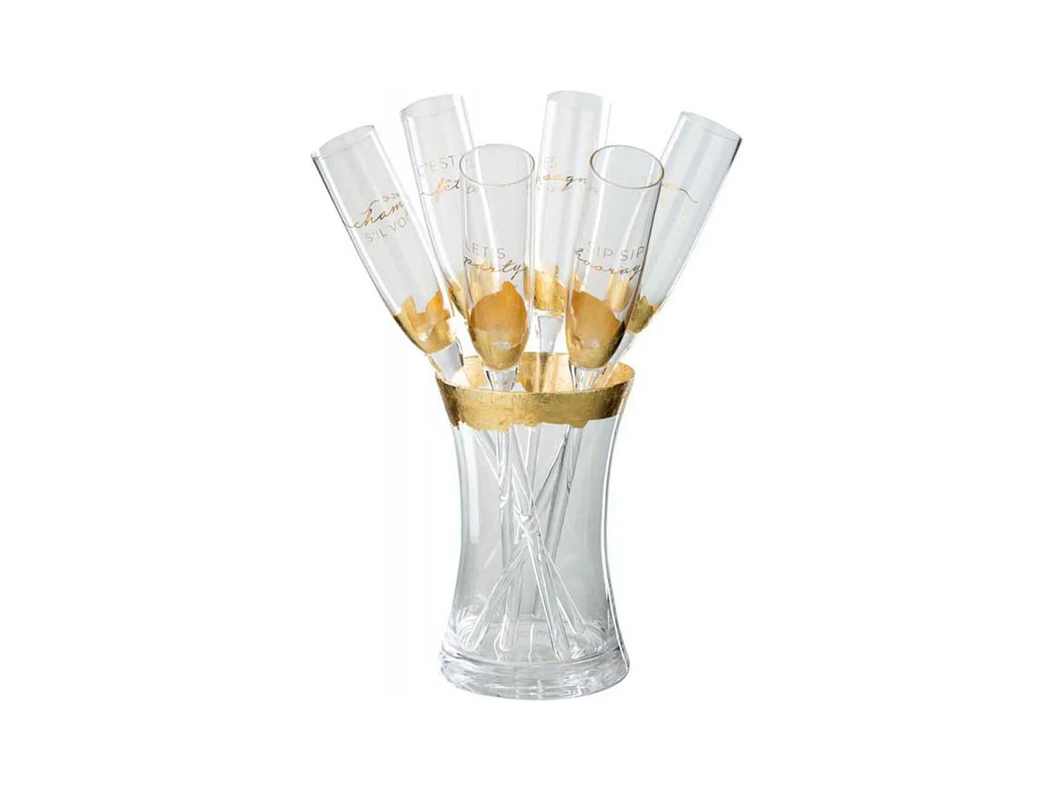 Seau à Champagne & 6 Flûtes "Verre" 35cm Transparent