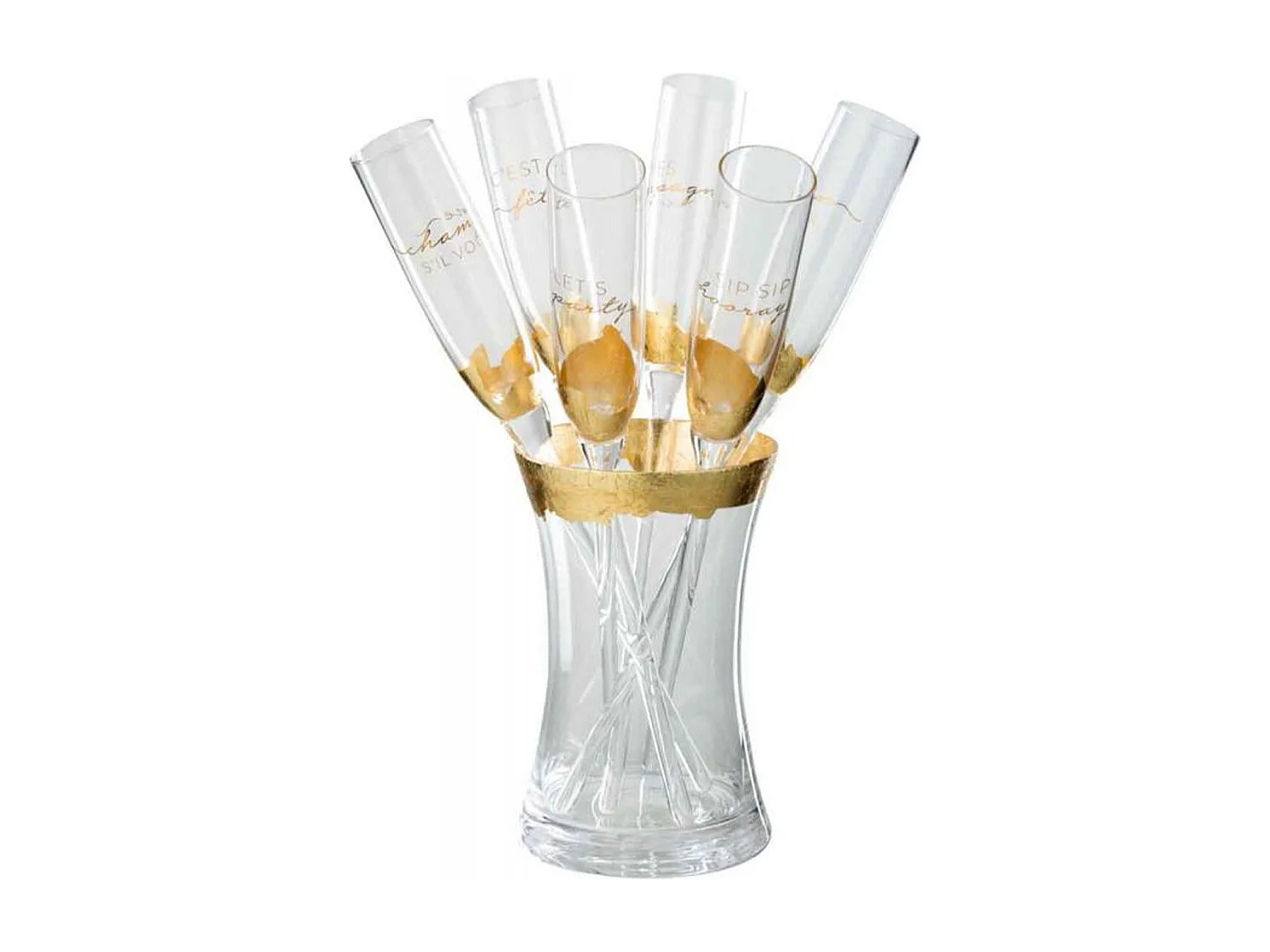 Seau à Champagne & 6 Flûtes "Verre" 35cm Transparent