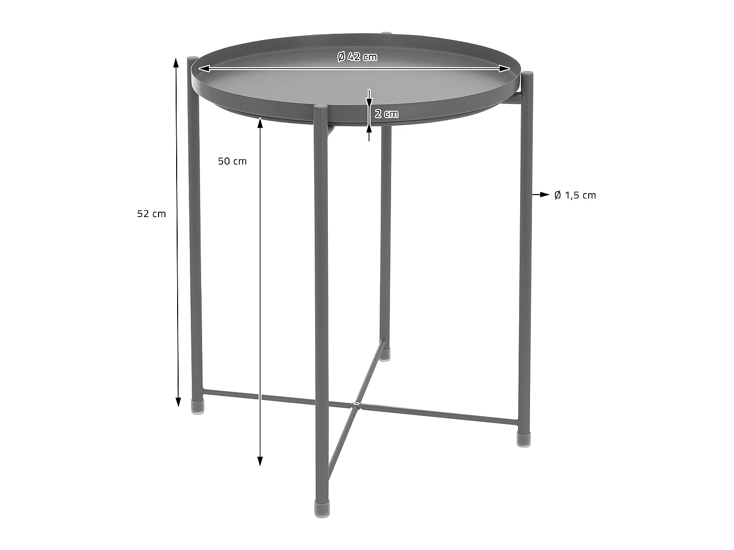 Table d'appoint ronde gris clair plateau amovible bout de canapé table basse