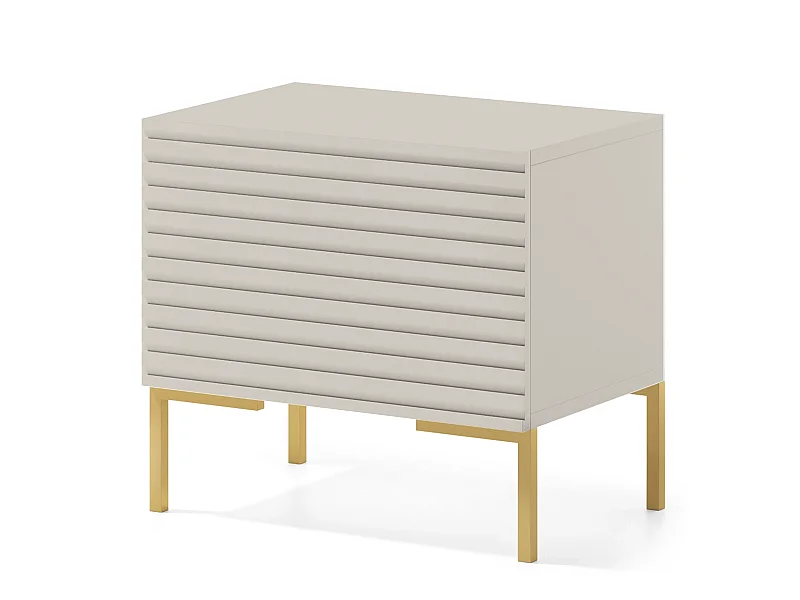 Comodino - con gambe dorate - taupe (grigio-beige) - LAMMELO