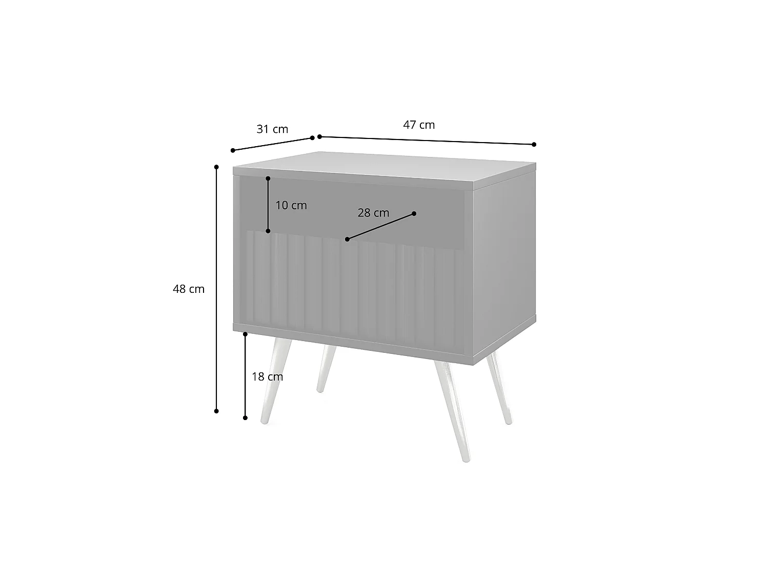 Nachttisch mit Schublade, Schwarz mit Wiener Geflecht Optik - Bello