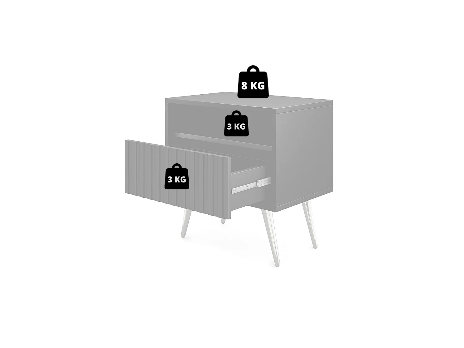 Nachttisch mit Schublade, Schwarz mit Wiener Geflecht Optik - Bello