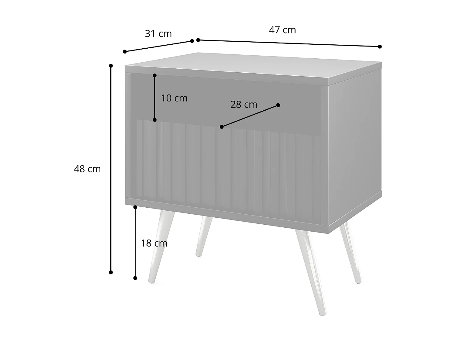 Comodino con cassetto Intreccio viennese su gambe nere - Bello